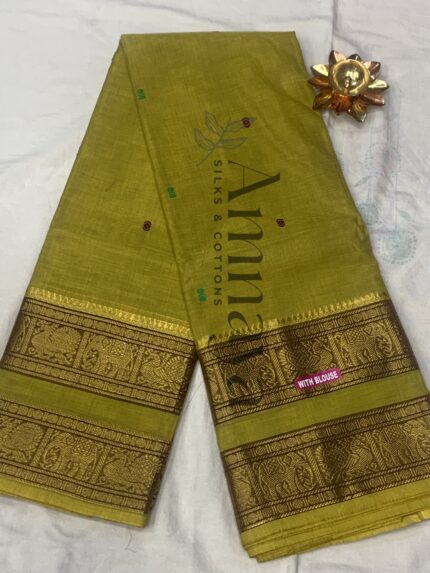 Mustard Gold Zari Border Saree