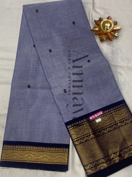 Lavender Zari Border Handloom Saree