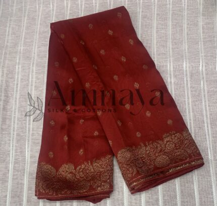Crimson Red Zari Weave Saree