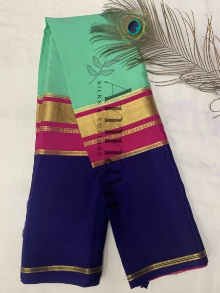 Peacock Grace Sea Green Crepe Saree