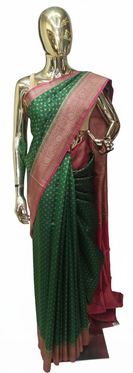 Green Banarasi  Handloom Chiniya silk  Saree