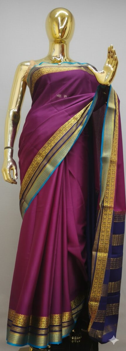 Deep wine Pure Mysore Crepe Silk Saree
