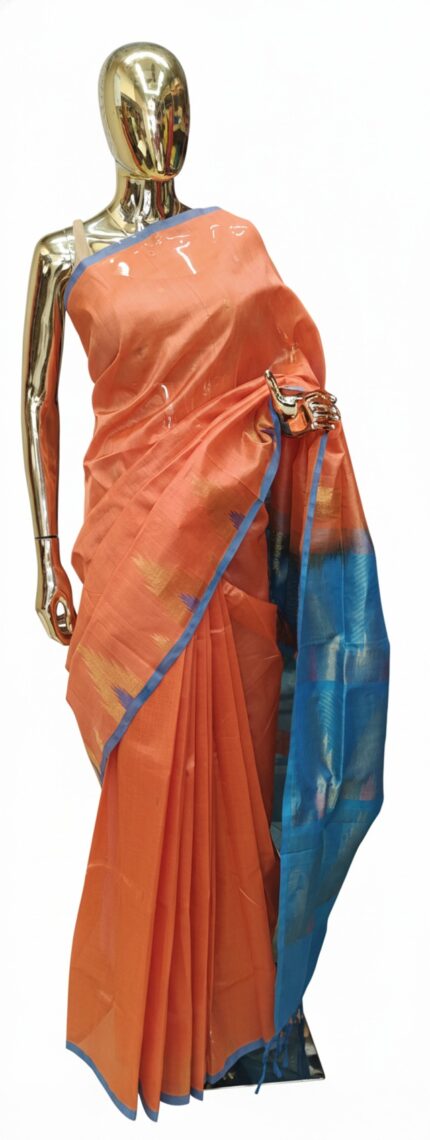 Orange Pure Cotton Silk Saree