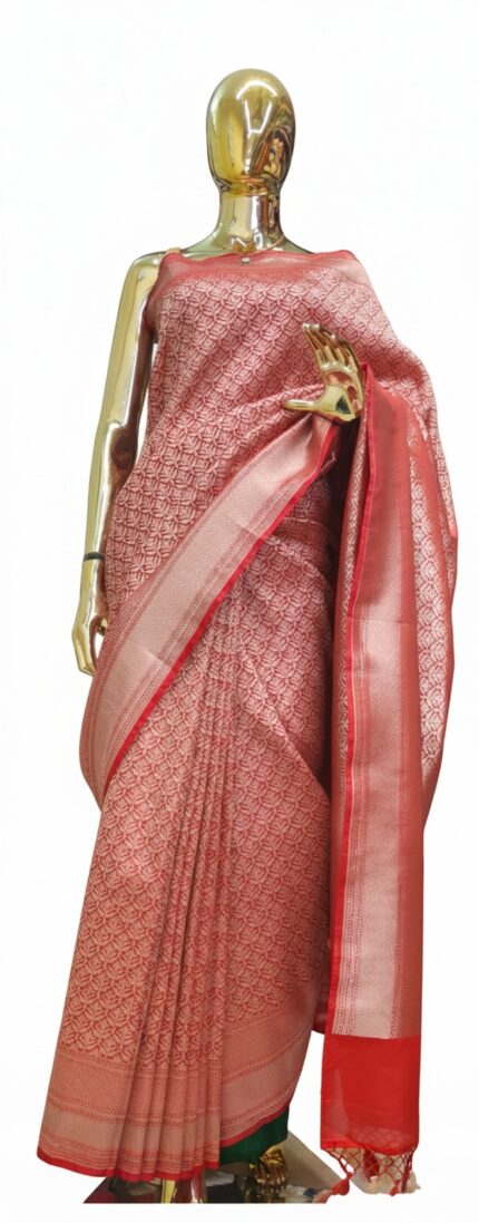 Crimson Red  Banarasi crepe saree