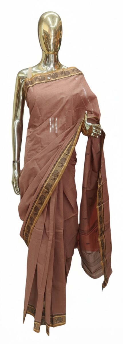 Dark Chocolate Brown Cotton saree