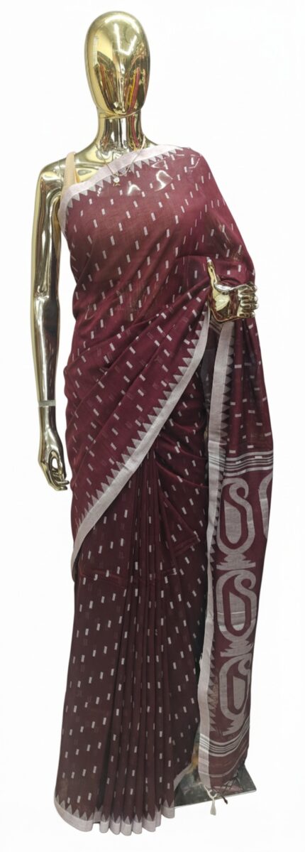 Deep Wine Bengal Cotton Handloom Saree
