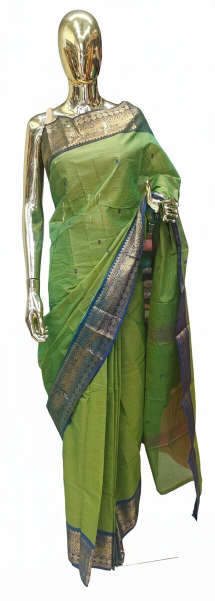 Leaf Green Cotton Sareee