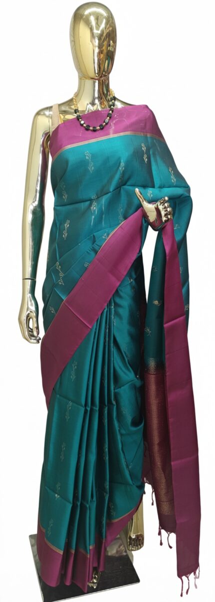 Peacock Blue Pure Silk saree