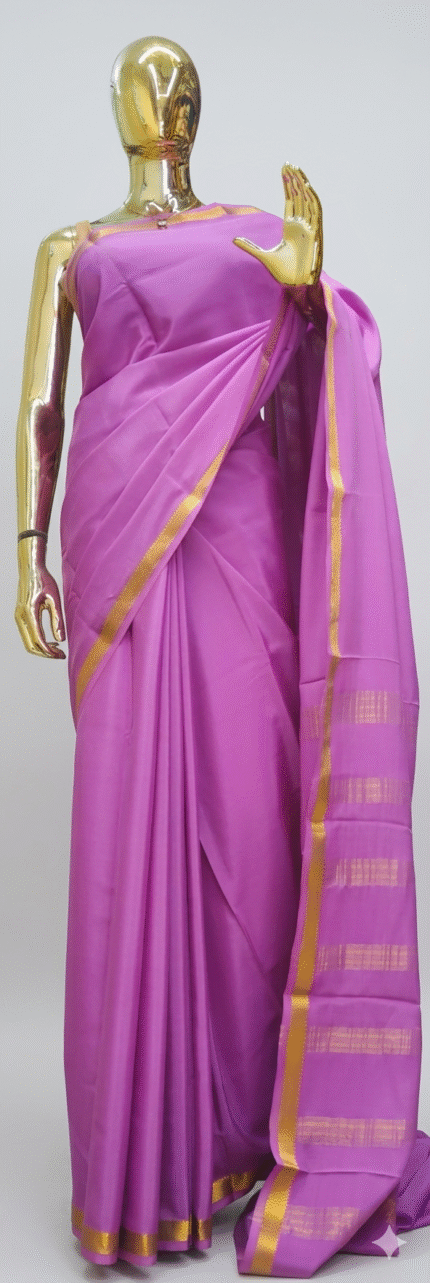 Lilac Pure Crepe Silk Saree