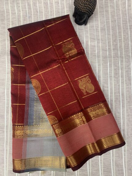Maroon Silk Cotton Saree