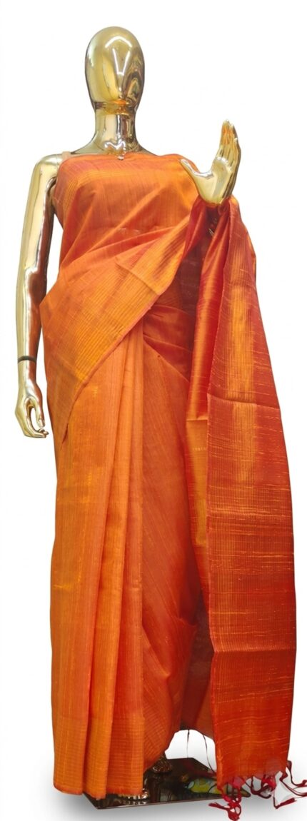 Orange Pure Raw Silk Saree
