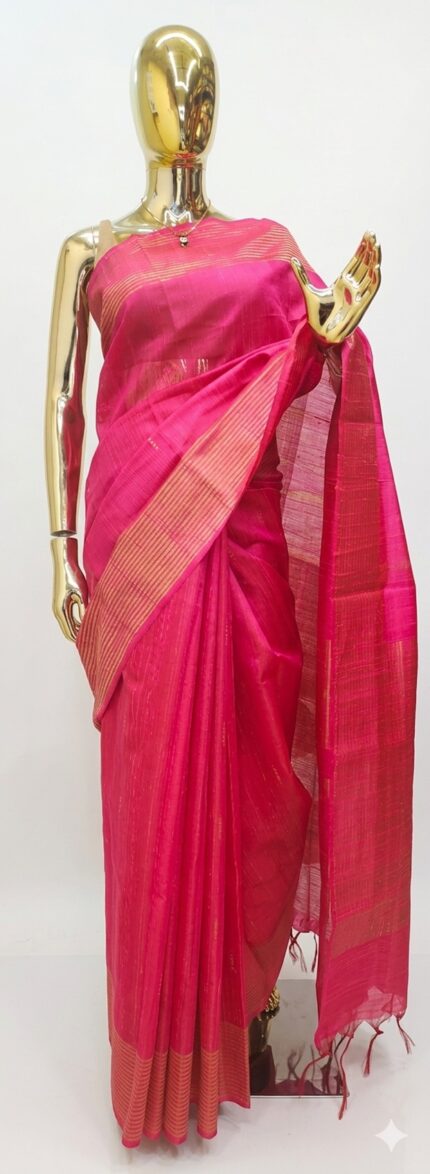 Pink Pure Raw Silk Saree