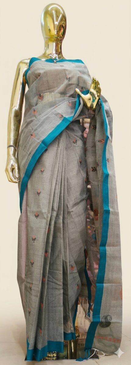 Grey Bengal cotton saree