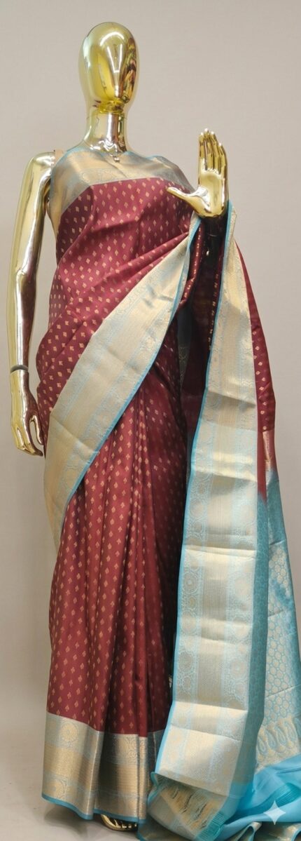 Deep Maroon Semi Silk Saree