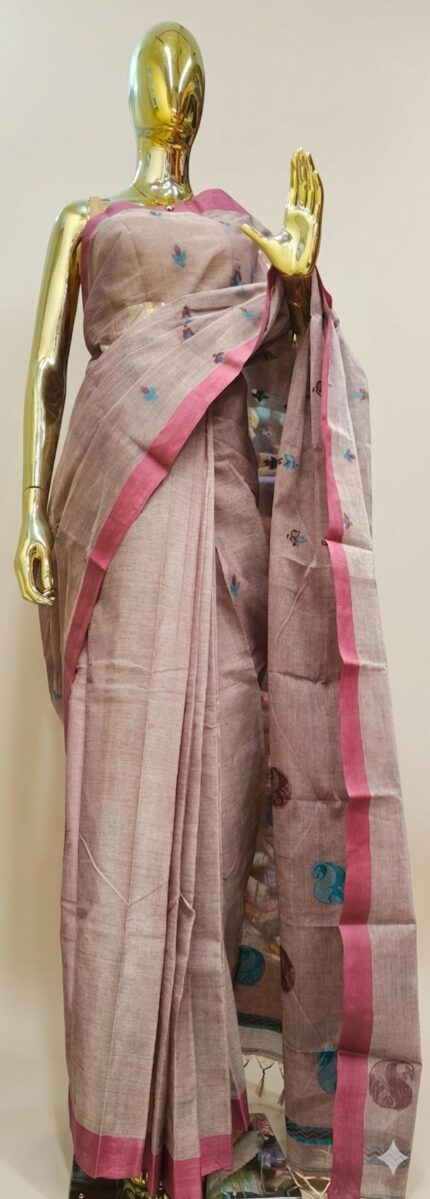 Mauve Bengal cotton saree