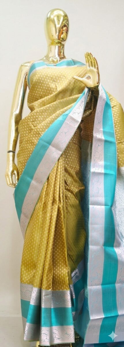 Golden Yellow Semi Silk saree