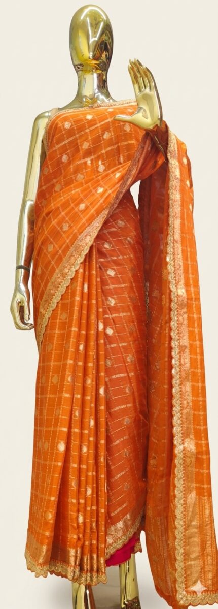 Orange georgette saree