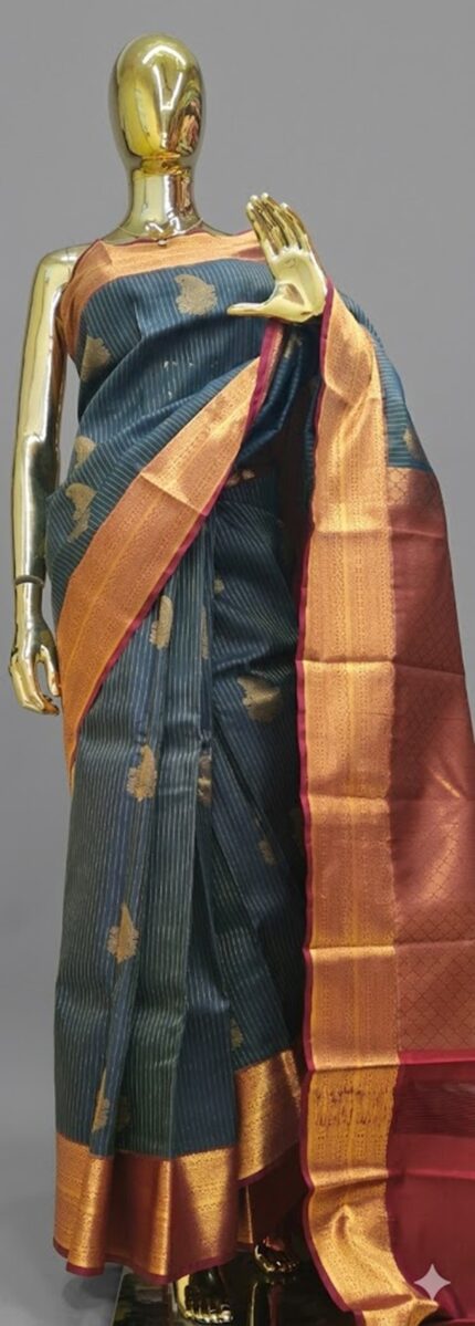 Teal Blue semi silk saree